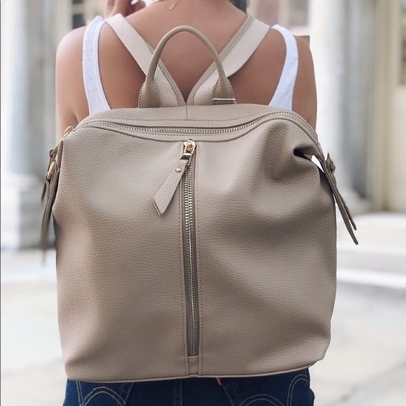 Kenzie Nude Vegan Leather Backpack - Picture 6 of 8